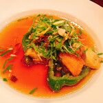 純米酒とお出汁 雲母 - 鱧とピーマンの揚げ出し