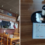 六十里越ドライブイン - 奥の厨房と手前の客席を隔てる受付台。その上部にゃ手書き短冊お品書きがッ！もンのスゴくッッ！！いいカンジじゃあないかぁえぇぇぉぃ？！