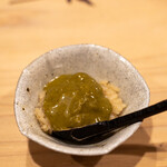 鮨 むらやま - 2022.8 残った肝ソースに切り立ての酢飯（酸味の立った赤酢の酢飯）を混ぜて