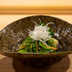 鮨 むらやま - 2022.8 富津産太刀魚と翡翠銀杏の揚げ出し 万願寺唐辛子餡掛け