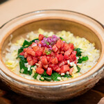 銀座 ちかみつ - 葉玉葱と万葉牛リブ巻の土鍋ごはん