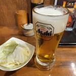 炭火やき 鶏煌 - 生ビールはやはりスーパードライ。