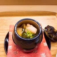 赤坂 菊乃井 - ⚫蓋物「賀茂茄子の揚げ出し　青万願寺唐辛子　海老つみれ　薬味」