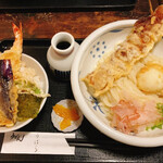 うどん うばら - ちく玉天ぶっかけとミニ天丼