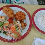 京町クロケットファミリー - 知人のコロッケランチ (ジャーマンコロッケ+クリームコロッケ)