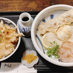 うどん うばら - ちく玉天ぶっかけとミニ鶏天丼