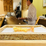 日本橋 蕎ノ字 - ◎二つ目の車海老は天つゆで。