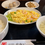 Chuuka Yamucha Kanei - 芝えびとたまごの炒め定食 1100円。