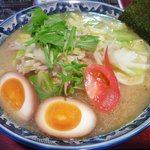 麺屋鎌倉山 - ベーコンキャベツタンメン＋麺大盛り＋半熟煮玉子