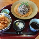 Sobadokoro Ashitaba - 桜えびかき揚丼と蕎麦