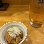 味のまる藤 - お通しと生ビール