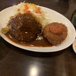 とんかつ ひろ喜 - ハンバーグ＆クリームコロッケ定食
