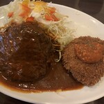 とんかつ ひろ喜 - ハンバーグ＆クリームコロッケ定食