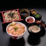 Grilled salmon bowl soba set