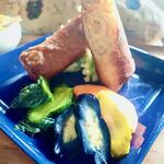 山の喫茶店 Decoy - ●切り干し大根の春巻＆日替り漬物　春巻は甘じょっぱさが◎パリッと。漬物はしょっぱすぎず