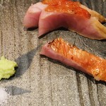 寿司 赤酢 - 銚子産金目鯛 燻製＆藁焼き