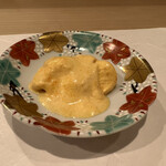 うを徳 - 松皮鰈の骨の出汁と黄色のパプリカムース