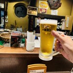 炉ばた焼 陣太鼓 - まずは生ビールで乾杯