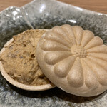 鮨 青海 - あん肝、マスカルポーネチーズ、奈良漬の最中　アテ最強説