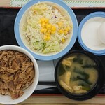 Matsuya Tokushima Ekimae Ten - 牛丼ミニの生玉子サラダセット