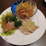 北浜 上海食苑 - 前菜3種 蒸し鶏が美味い