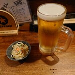 櫛羅 - 生ビールとお通しのスパサラ