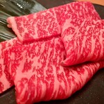 shabukikurogewagyuushabushabusukiyakisemmonten - 赤身肉の部位はサシを見ても「美味しそう」とご好評いただけております。
