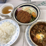キッチン岡田 - ビーフシチュー　メンチカツ　スープ
