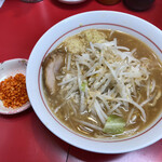 千里眼 - ラーメン 麺130g ニンニク・ショウガ・カラアゲ別皿で