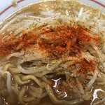 千里眼 - ラーメン 麺130g ニンニク・ショウガ・カラアゲ別皿で