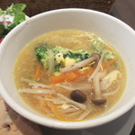 ルカフェ - 菜の花とふんわり卵のきのこスープ