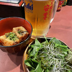 炭火焼とり 安喜 - 生中570円、つきだし？円