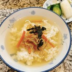 Kushidukushi - お茶漬け(ちりめんじゃことセロリを甘辛く炊いたん)
