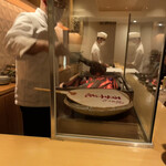 銀座 しのはら - 最後に出てくるお肉焼き始められています