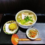 九郷 - ひもかわうどん+ 味付煮玉子天