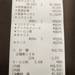 Toukyou Yakiniku Heijouen - うんこミュージアム利用で10％割引になり、5名で、18,618円（税込）、 品数が多いので明細はレシート写真をご覧下さい。m(__)m
