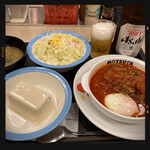 松屋 - うまトマハンバーグ豆腐ロカボ定食&ビール