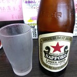 中華麺房 東龍 - 瓶ビールは「サッポロ」と「アサヒ」から選べ、今回は「サッポロビール」でお願いしました(^_^)