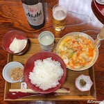 Mizudaki Manjirou - 親子丼 セパレートとビール