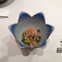 鮨 おさむ - 料理②葉わさびです　あまりの新鮮なわさびあじに顔から鼻に抜ける美味しさ
