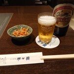 琴ヶ梅 - 瓶ビールとお通し 202208