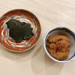 日本橋蛎殻町 すぎた - バフンウニの肝とアワビの肝の佃煮風