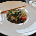 トラットリーア・ラ・カパンナ - 前菜（季節の特別ランチコース）真蛸とアスパラのサラダ