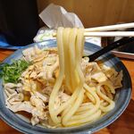 自家製さぬきうどんと肉 新橋甚三 - 肉たまぶっかけＲＥＤ（特大３玉）900円