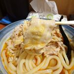 自家製さぬきうどんと肉 新橋甚三 - 肉たまぶっかけＲＥＤ（特大３玉）900円