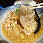 自家製さぬきうどんと肉 新橋甚三 - 肉たまぶっかけＲＥＤ（特大３玉）900円