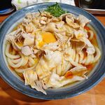 自家製さぬきうどんと肉 新橋甚三 - 肉たまぶっかけＲＥＤ（特大３玉）900円