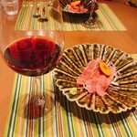 プロヴァンス - 熊野牛の薄切り山椒と雲丹のそーすドライトマト添え