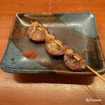 焼鳥 かなざわ - ハツに一味唐辛子