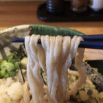 純手打ちうどん 町田タロー庵 - 麺アップ　ちょっとお蕎麦みたいな色してるのわかるかな？